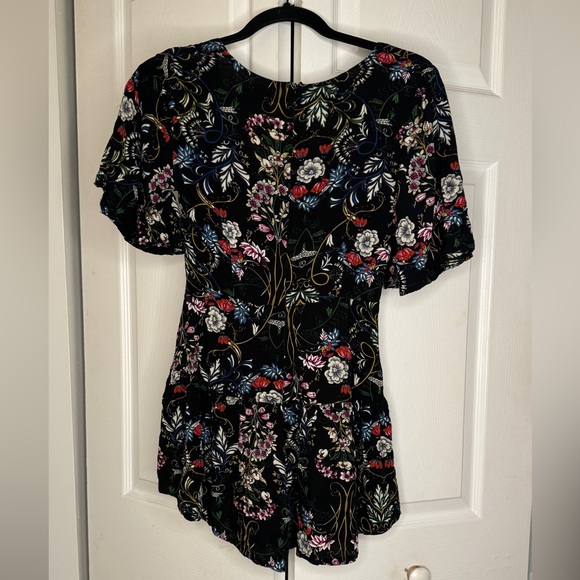 "Seek The Label" Flirty Floral Romper Navy Blue - Picture 2 of 4